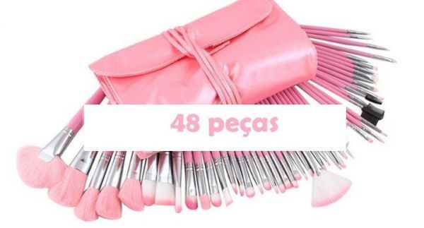 Kit 48 Pincéis - Rosa.